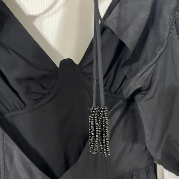 Farm Rio Women's Black Puff Sleeve Midi Dress Medium - Picture 10 of 12